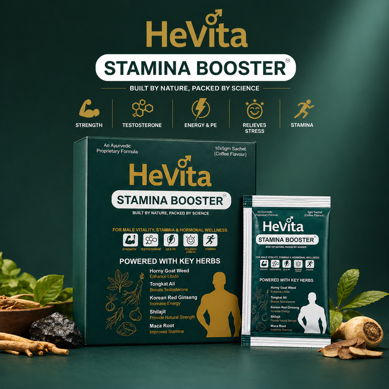 HeVita Stamina Booster – AYUSH Approved (Coffee Flavour)