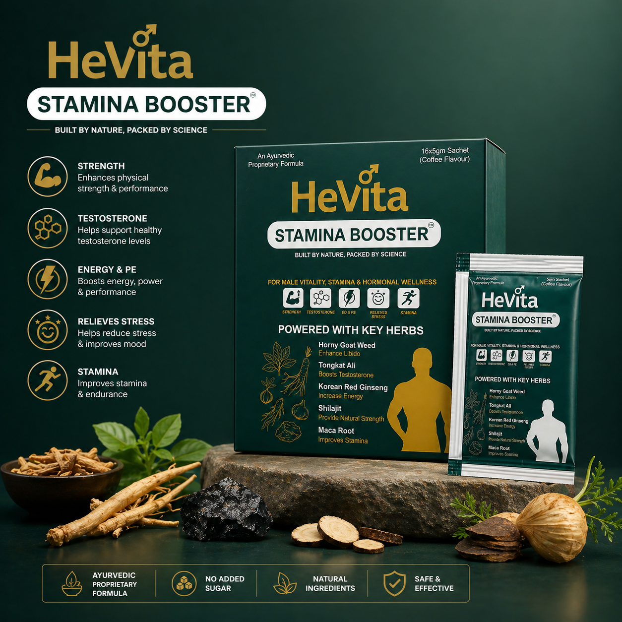 HeVita Stamina Booster – AYUSH Approved (Coffee Flavour)