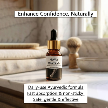 HeVita™ Erecto Oil – Ayurvedic Performance Booster for Men | Enhances Blood Circulation, Supports Erectile Strength & Confidence | Natural Herbal Massage Oil 10ml